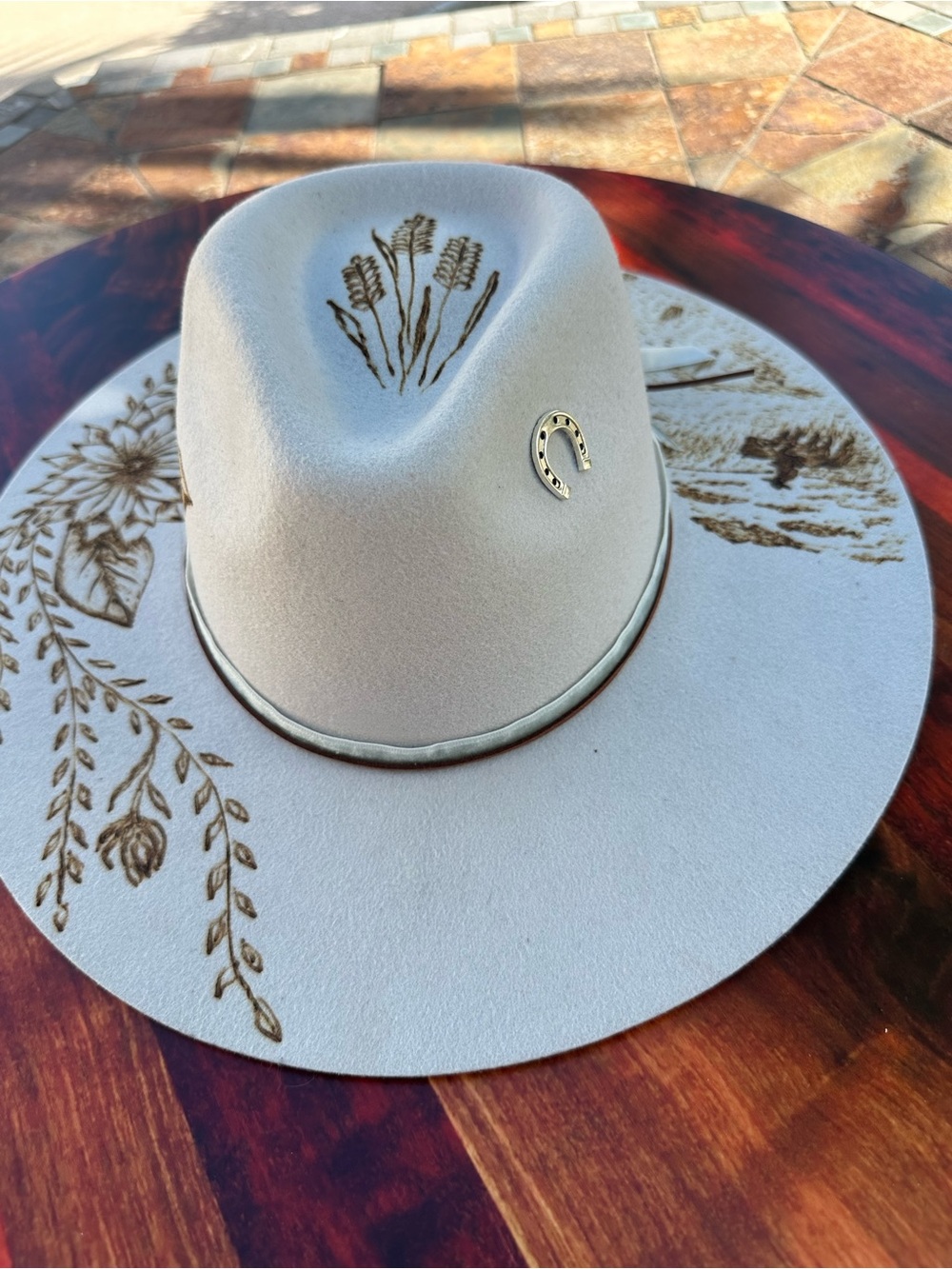 Freehand burned western design Grand Canyon hat - Picture 7 of 7